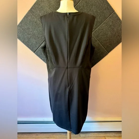 Evri Black Shift Dress with Suede panels 2x - Picture 3 of 6